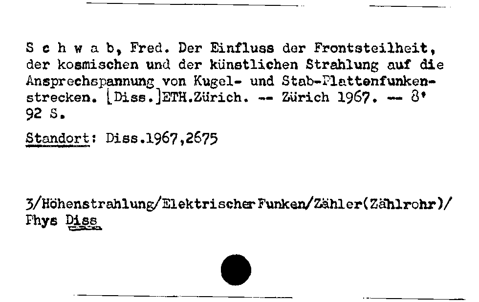 [Katalogkarte Dissertationenkatalog bis 1980]