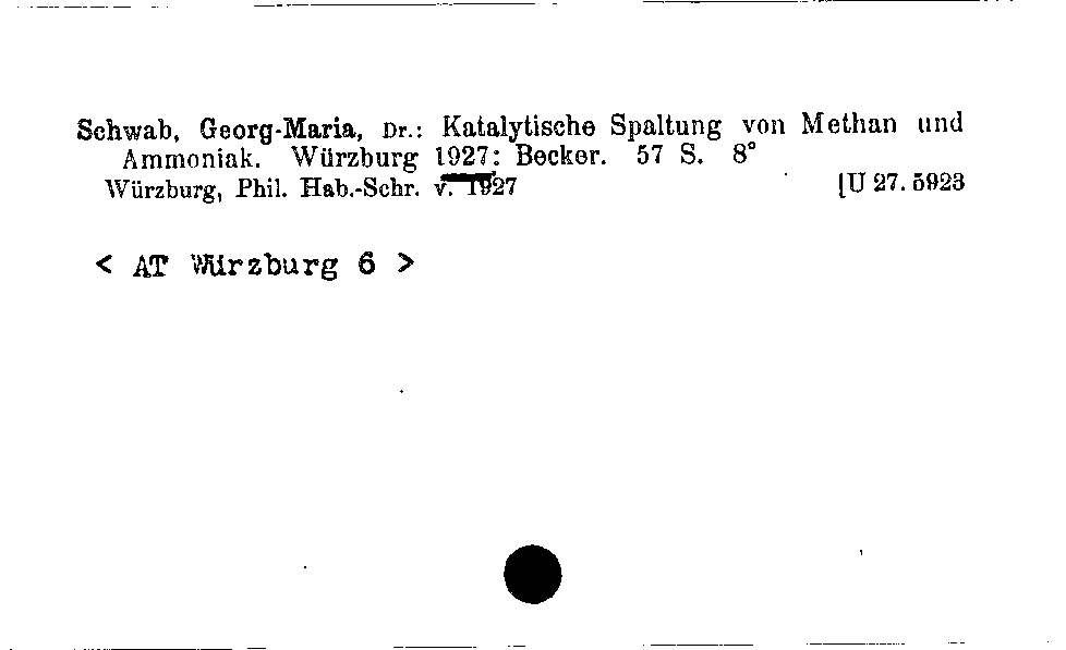 [Katalogkarte Dissertationenkatalog bis 1980]