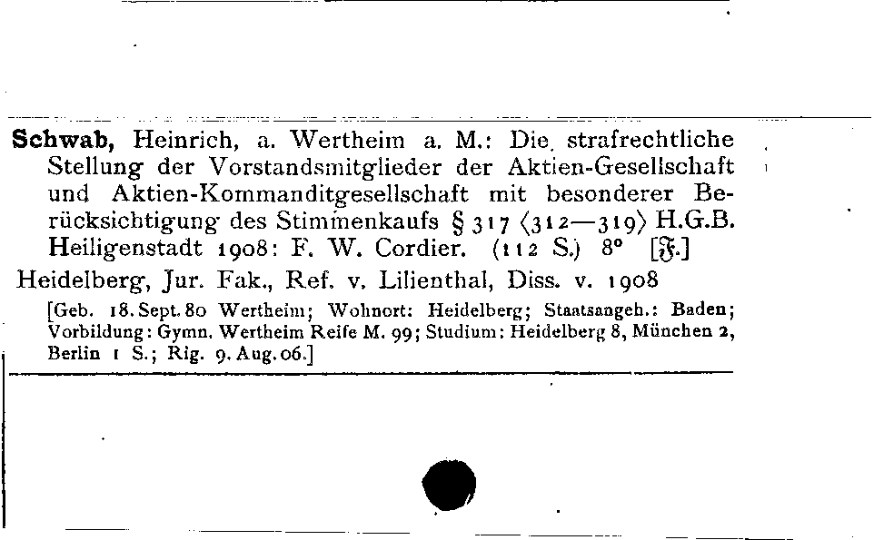 [Katalogkarte Dissertationenkatalog bis 1980]