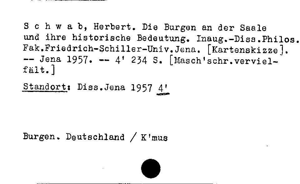 [Katalogkarte Dissertationenkatalog bis 1980]