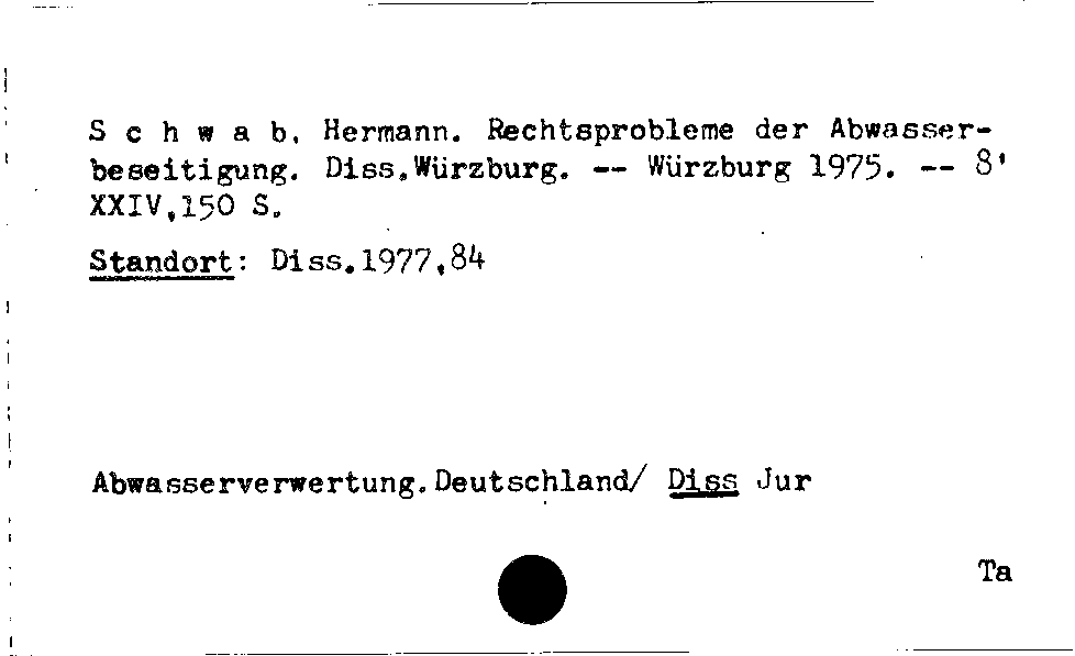 [Katalogkarte Dissertationenkatalog bis 1980]