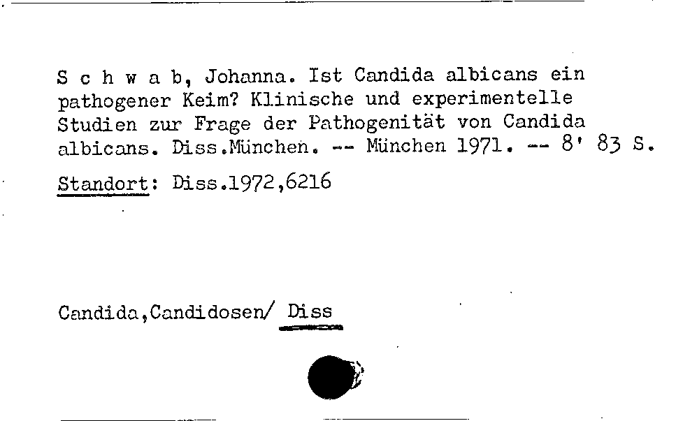 [Katalogkarte Dissertationenkatalog bis 1980]