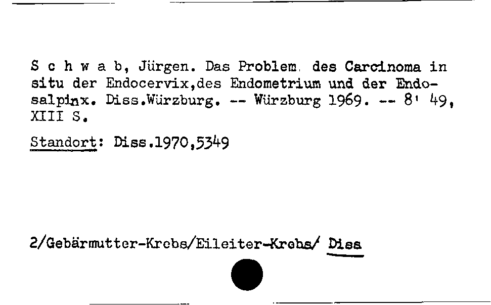 [Katalogkarte Dissertationenkatalog bis 1980]