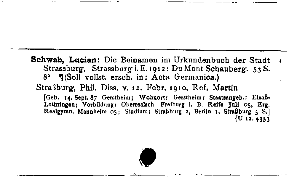 [Katalogkarte Dissertationenkatalog bis 1980]