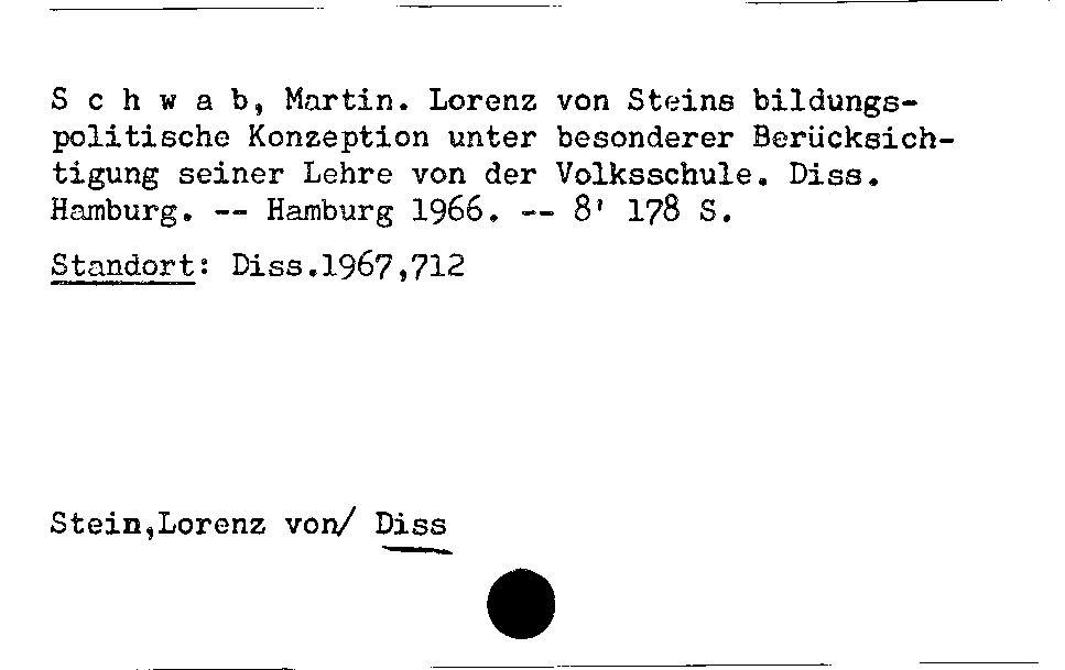 [Katalogkarte Dissertationenkatalog bis 1980]