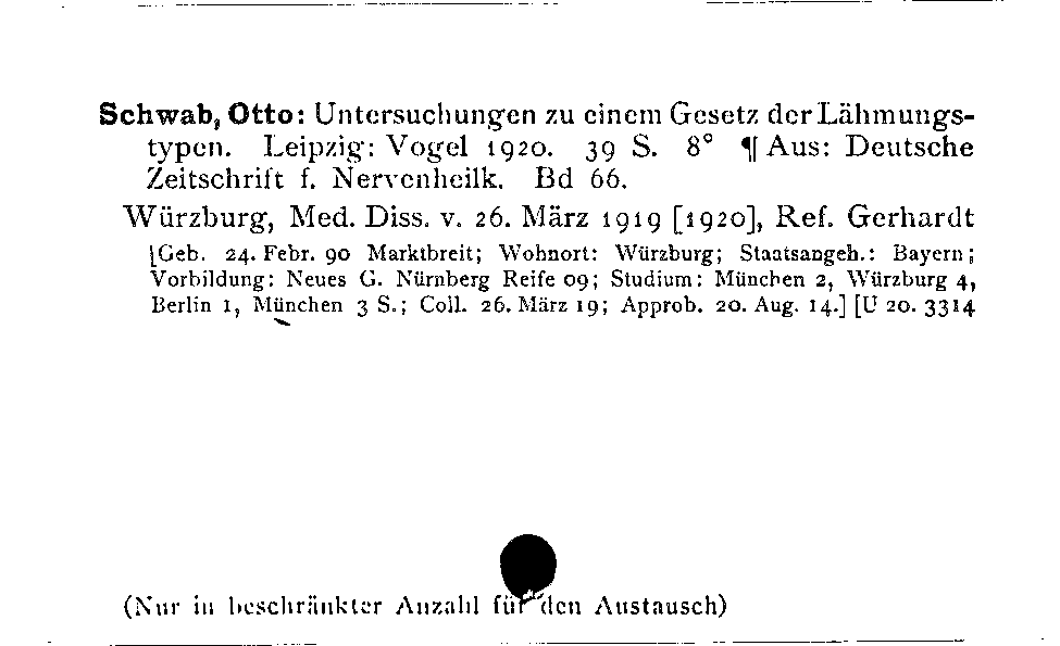 [Katalogkarte Dissertationenkatalog bis 1980]