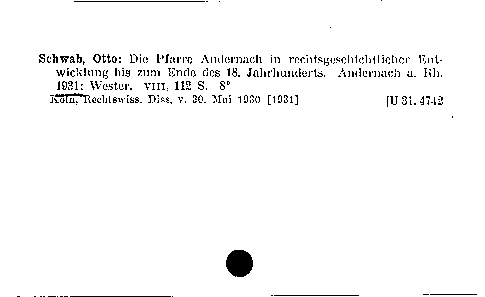 [Katalogkarte Dissertationenkatalog bis 1980]