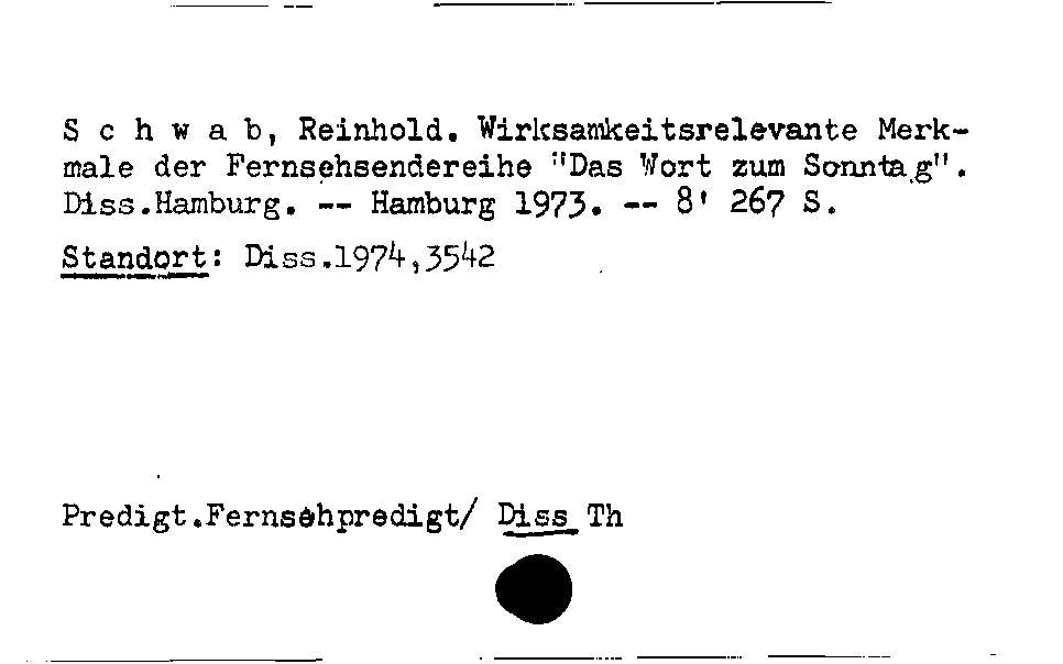 [Katalogkarte Dissertationenkatalog bis 1980]