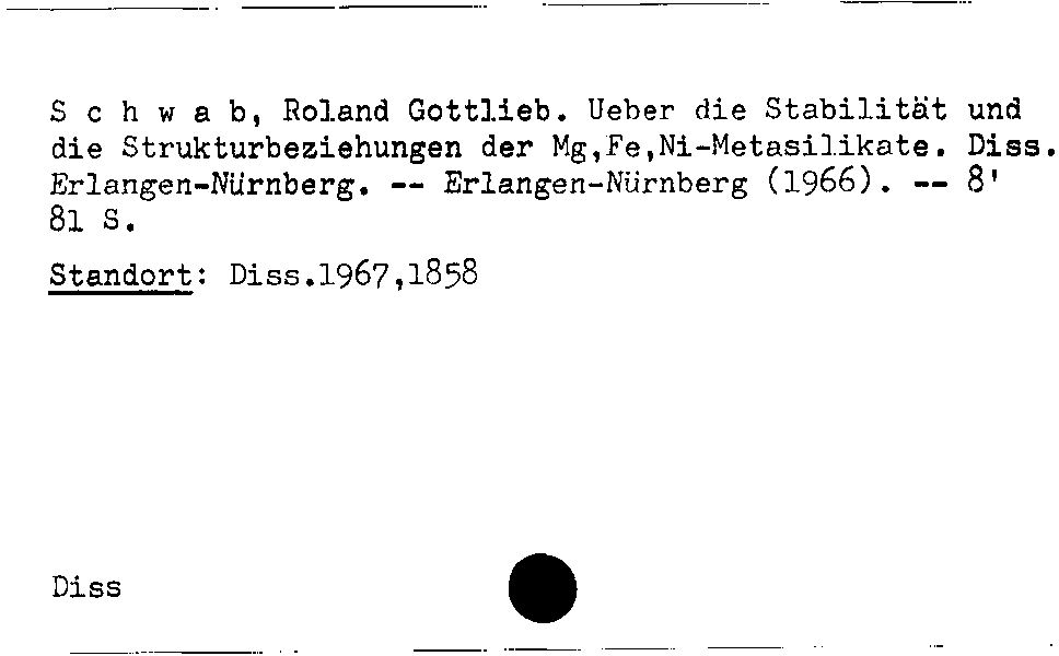 [Katalogkarte Dissertationenkatalog bis 1980]