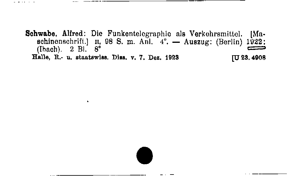 [Katalogkarte Dissertationenkatalog bis 1980]