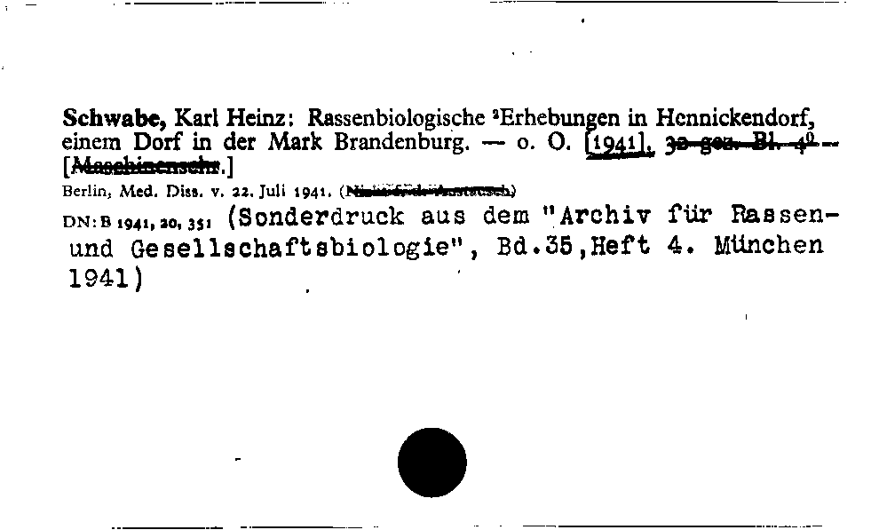 [Katalogkarte Dissertationenkatalog bis 1980]