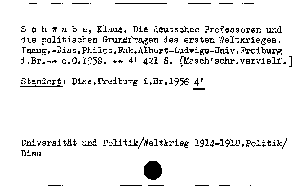 [Katalogkarte Dissertationenkatalog bis 1980]