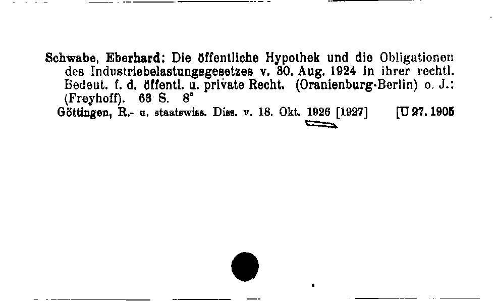 [Katalogkarte Dissertationenkatalog bis 1980]