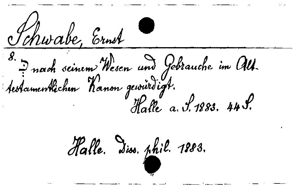 [Katalogkarte Dissertationenkatalog bis 1980]