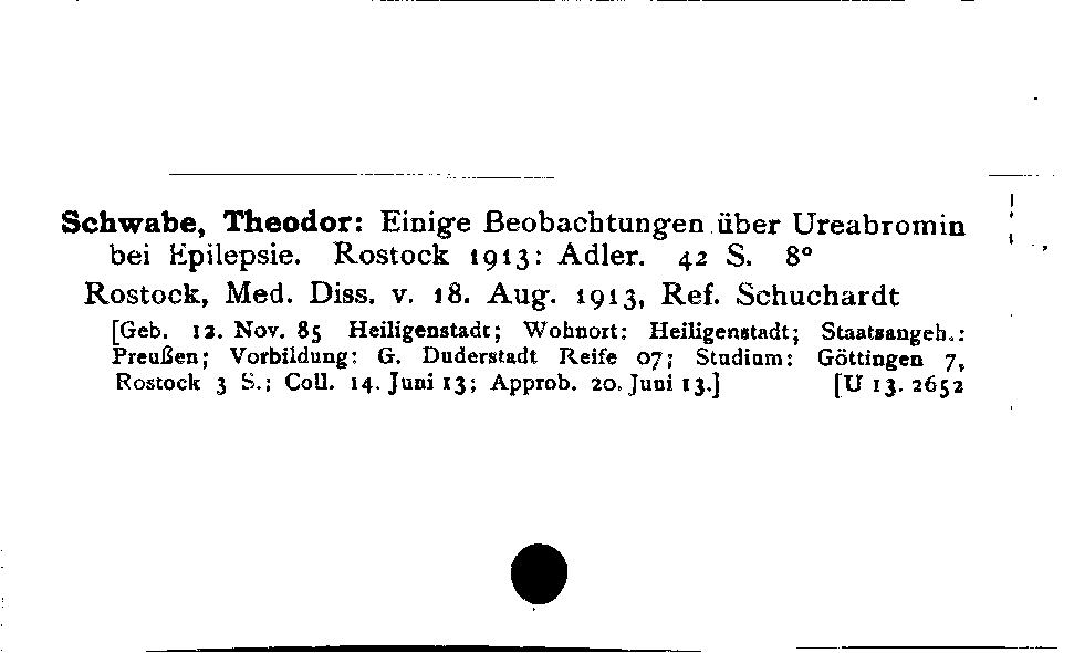 [Katalogkarte Dissertationenkatalog bis 1980]