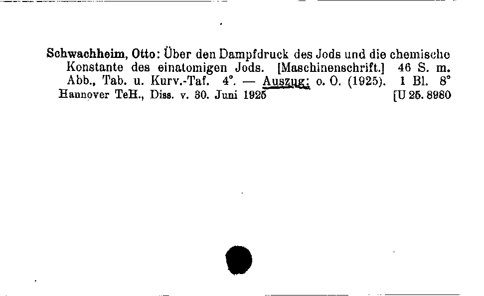 [Katalogkarte Dissertationenkatalog bis 1980]