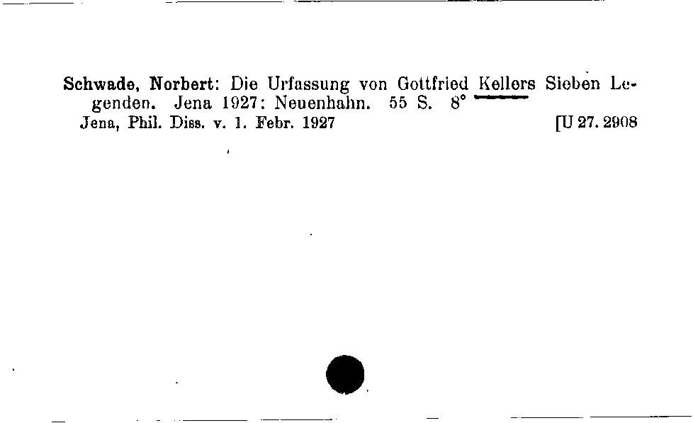 [Katalogkarte Dissertationenkatalog bis 1980]