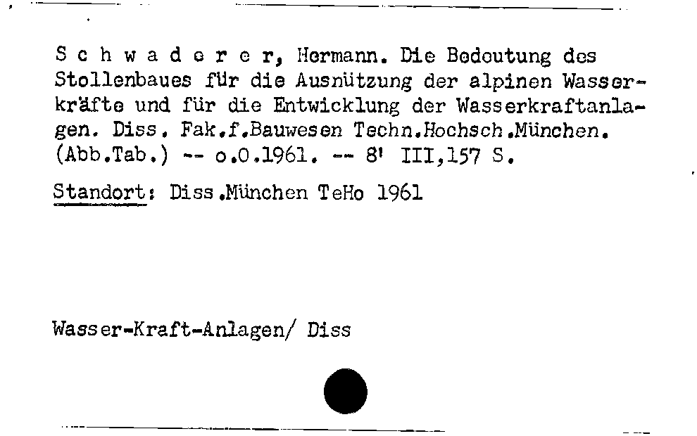 [Katalogkarte Dissertationenkatalog bis 1980]