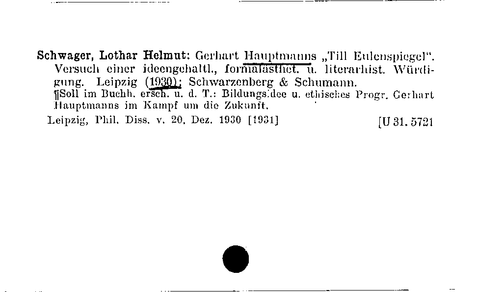 [Katalogkarte Dissertationenkatalog bis 1980]