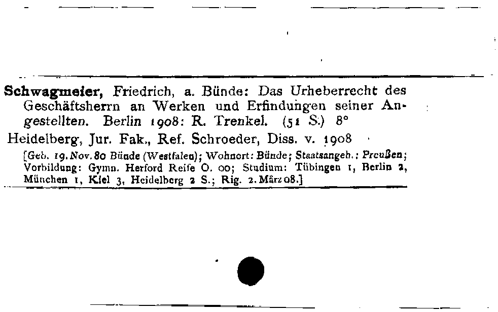 [Katalogkarte Dissertationenkatalog bis 1980]