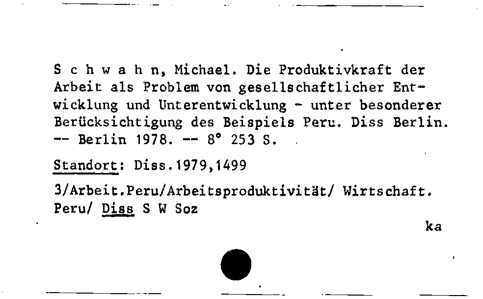 [Katalogkarte Dissertationenkatalog bis 1980]