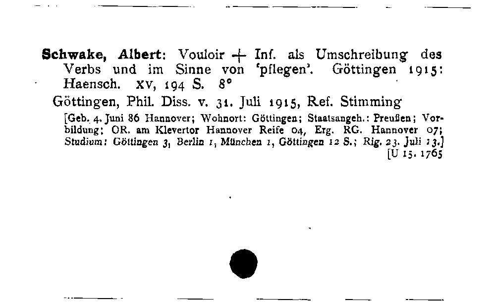 [Katalogkarte Dissertationenkatalog bis 1980]