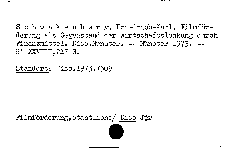 [Katalogkarte Dissertationenkatalog bis 1980]