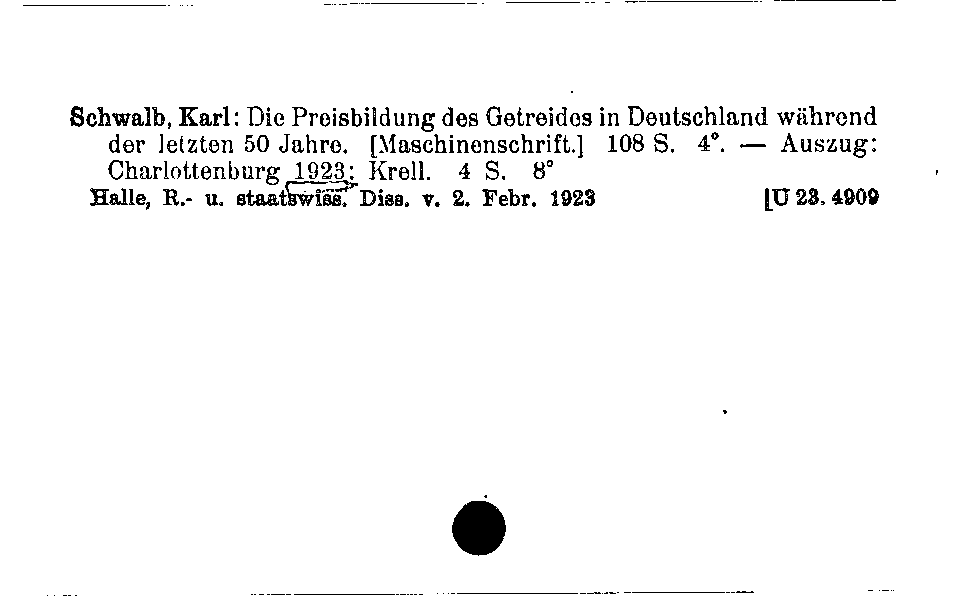 [Katalogkarte Dissertationenkatalog bis 1980]