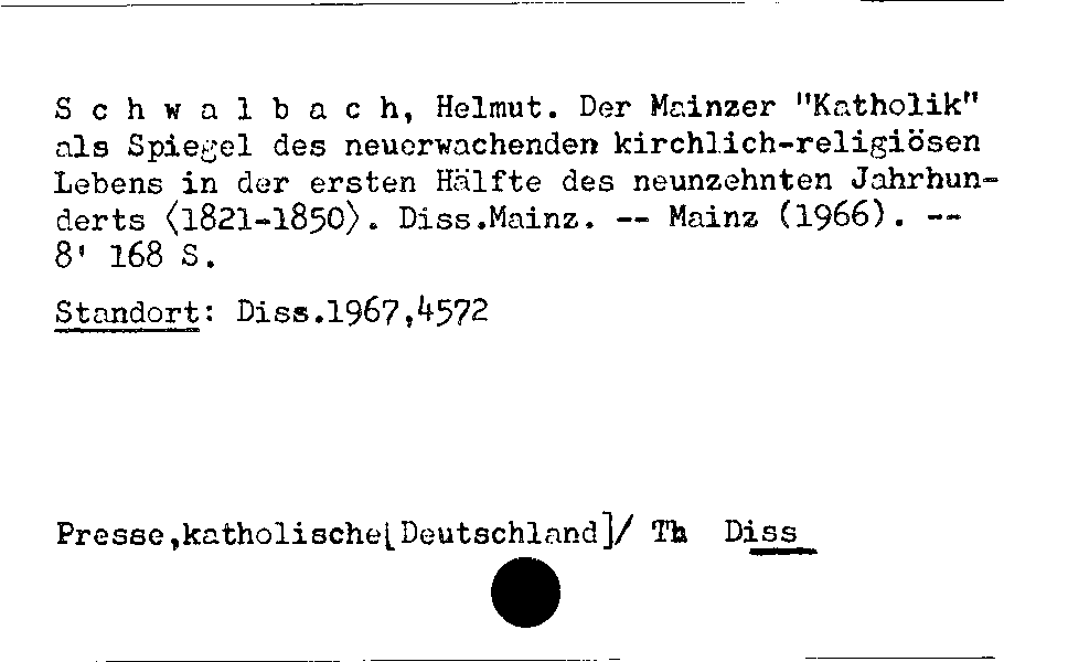 [Katalogkarte Dissertationenkatalog bis 1980]