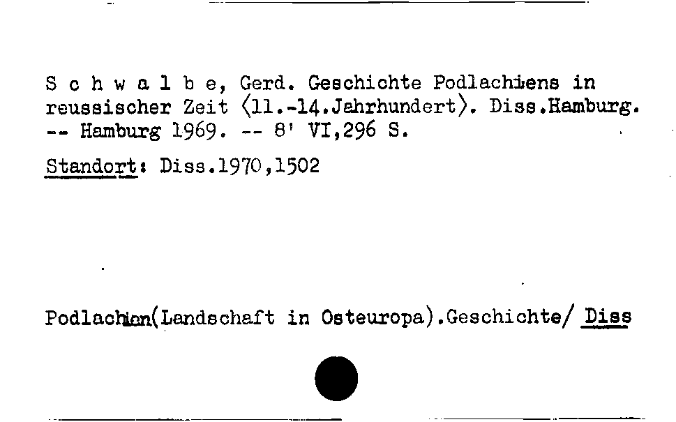 [Katalogkarte Dissertationenkatalog bis 1980]