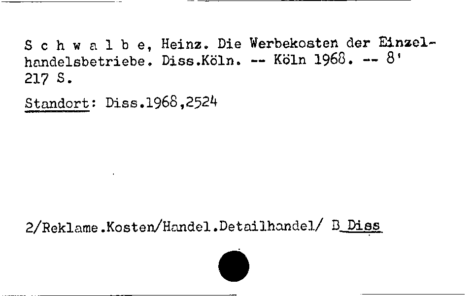 [Katalogkarte Dissertationenkatalog bis 1980]