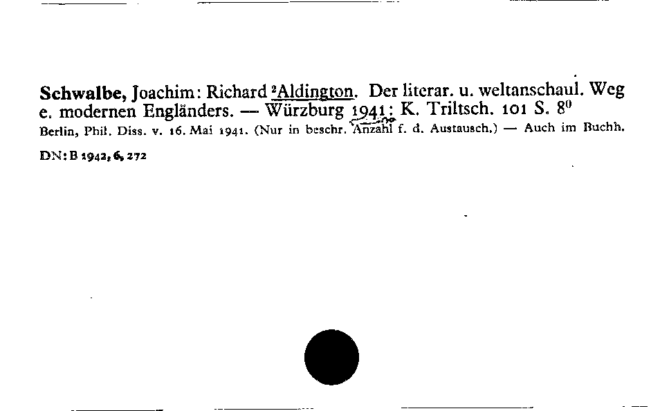 [Katalogkarte Dissertationenkatalog bis 1980]