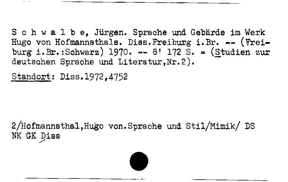 [Katalogkarte Dissertationenkatalog bis 1980]