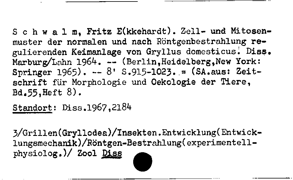 [Katalogkarte Dissertationenkatalog bis 1980]