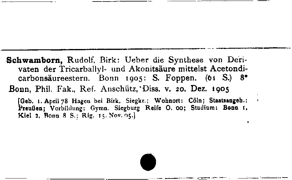 [Katalogkarte Dissertationenkatalog bis 1980]