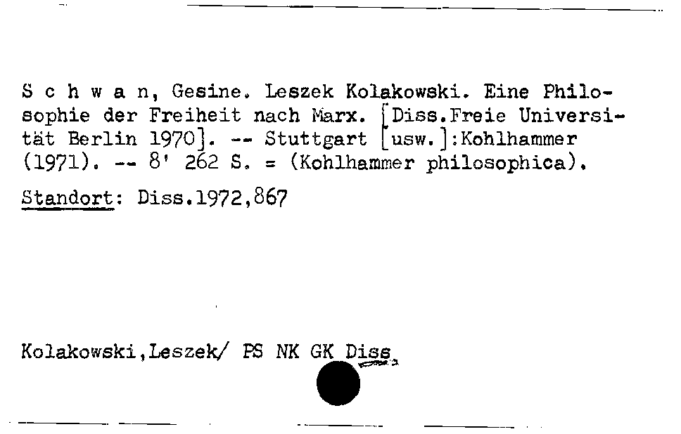 [Katalogkarte Dissertationenkatalog bis 1980]