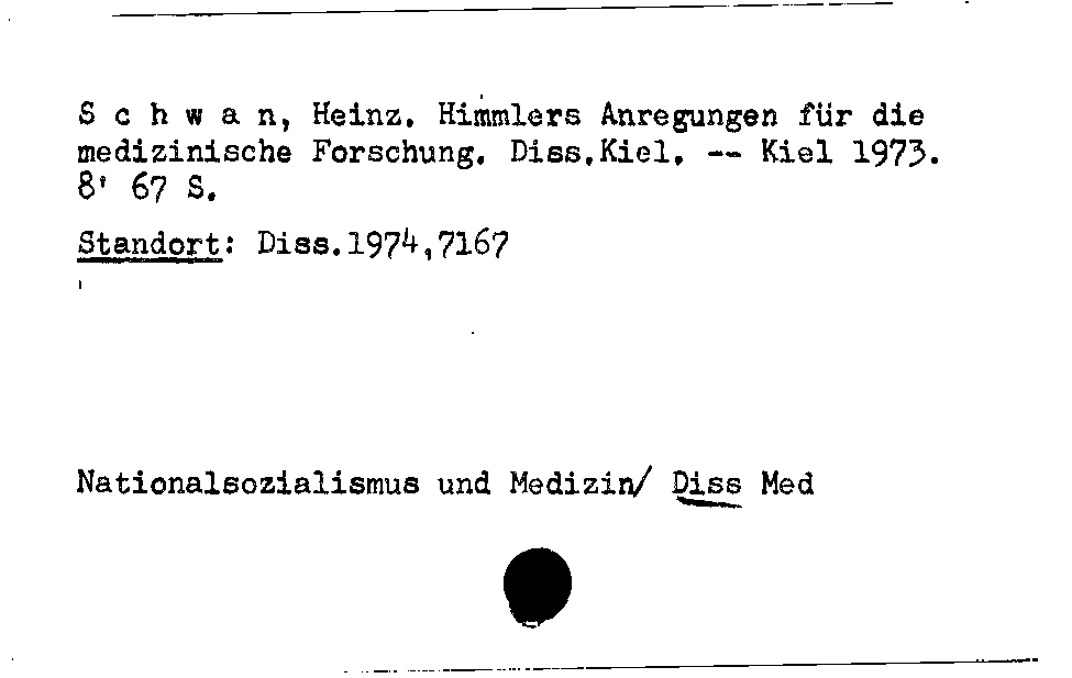 [Katalogkarte Dissertationenkatalog bis 1980]