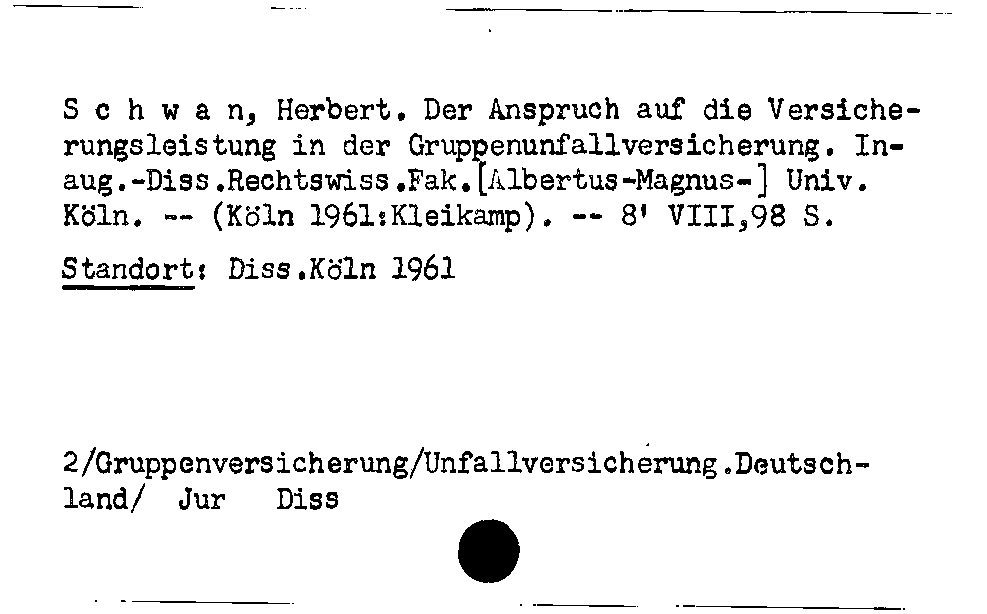 [Katalogkarte Dissertationenkatalog bis 1980]