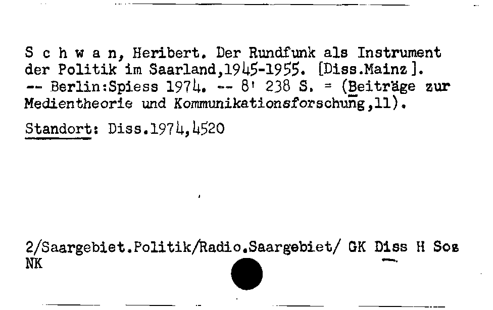 [Katalogkarte Dissertationenkatalog bis 1980]