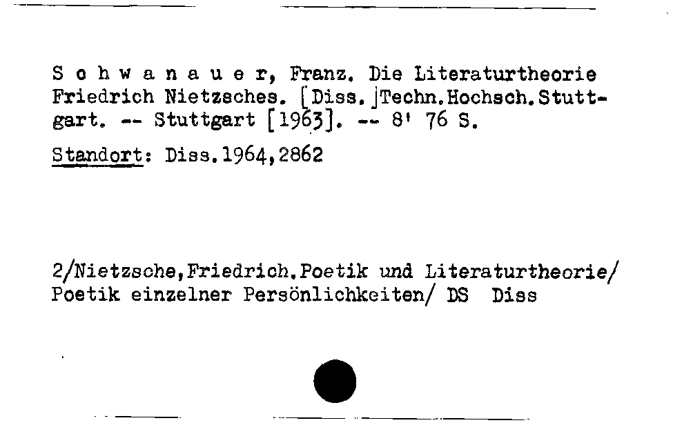 [Katalogkarte Dissertationenkatalog bis 1980]