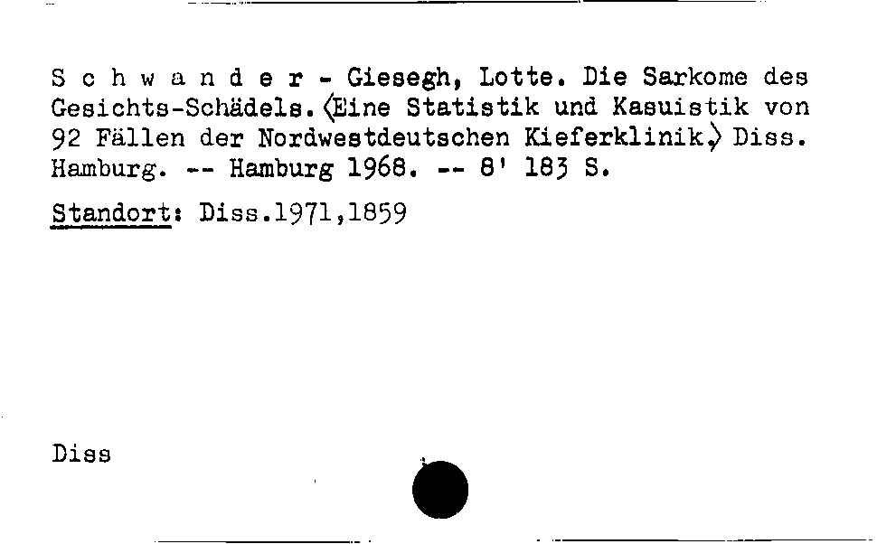 [Katalogkarte Dissertationenkatalog bis 1980]