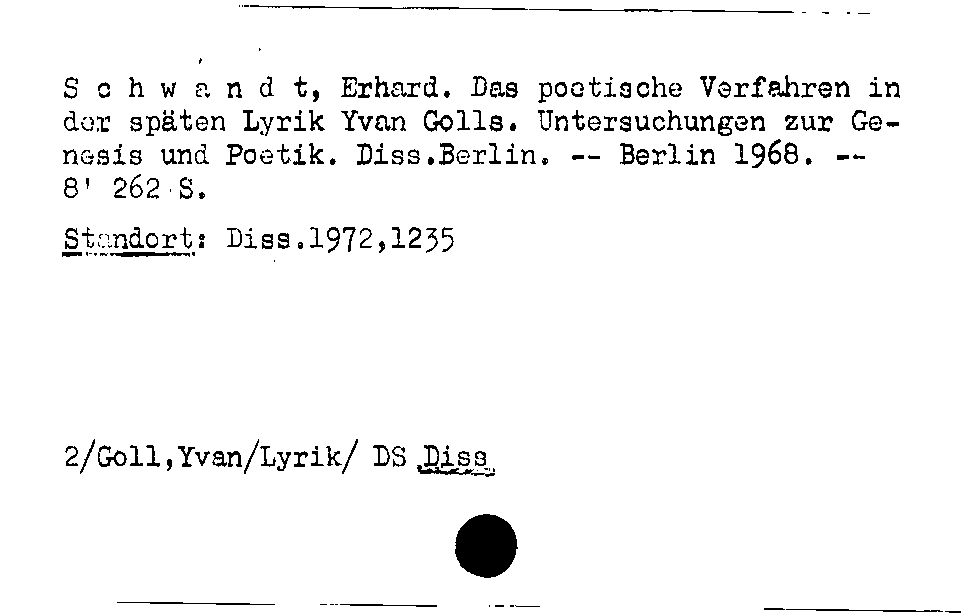 [Katalogkarte Dissertationenkatalog bis 1980]