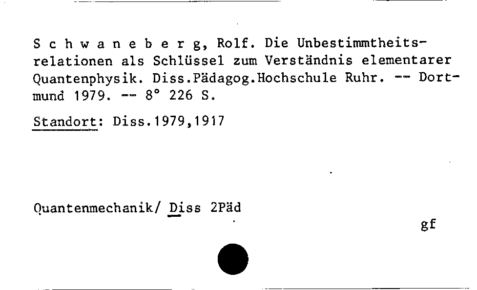 [Katalogkarte Dissertationenkatalog bis 1980]