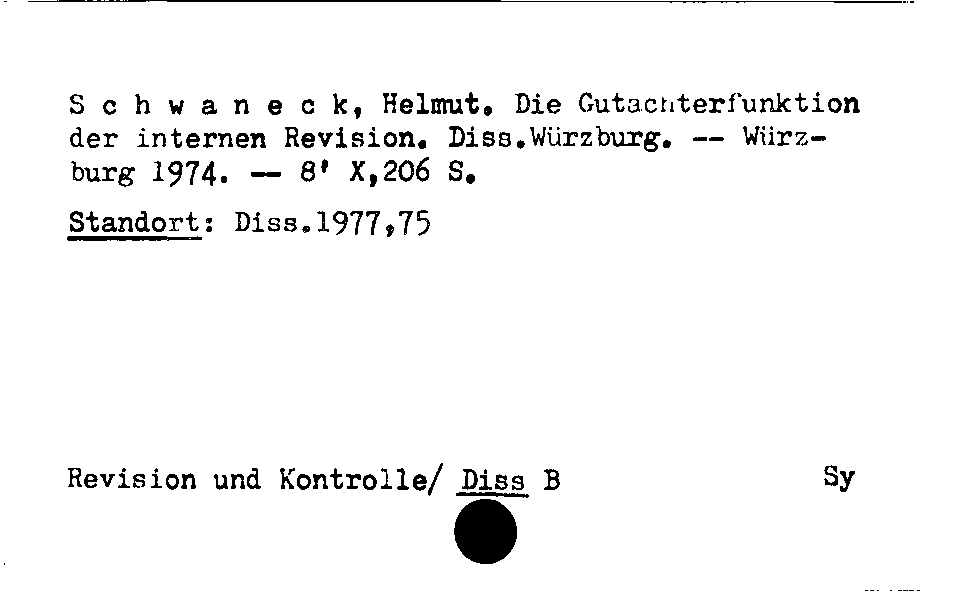 [Katalogkarte Dissertationenkatalog bis 1980]