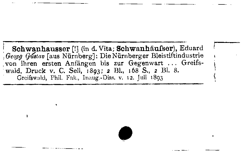 [Katalogkarte Dissertationenkatalog bis 1980]