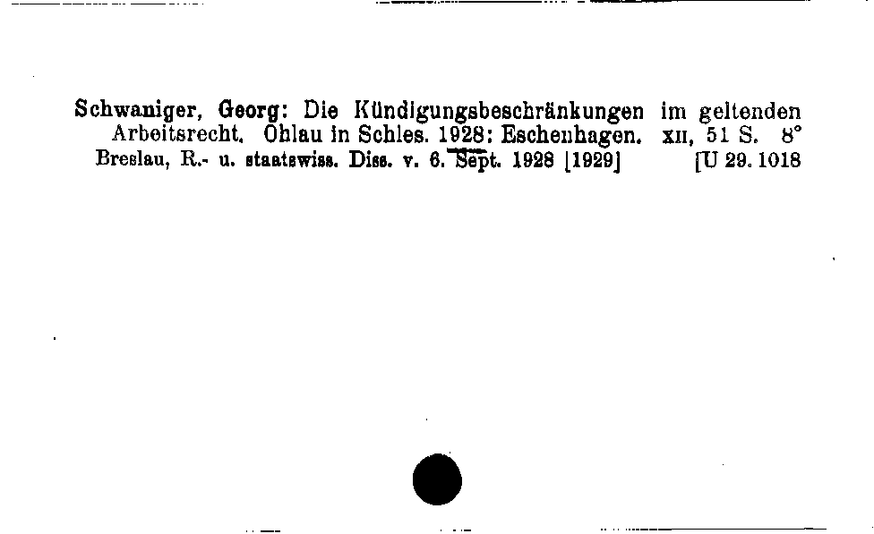 [Katalogkarte Dissertationenkatalog bis 1980]