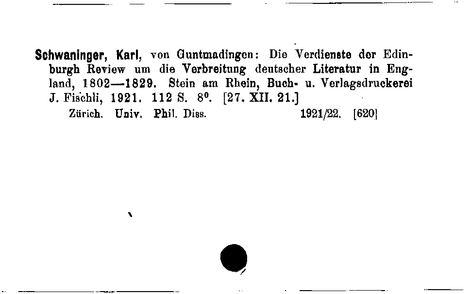 [Katalogkarte Dissertationenkatalog bis 1980]