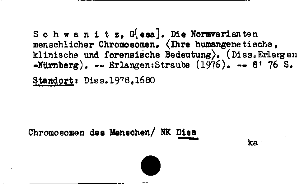 [Katalogkarte Dissertationenkatalog bis 1980]