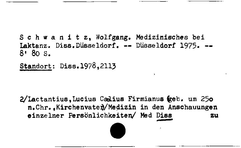 [Katalogkarte Dissertationenkatalog bis 1980]