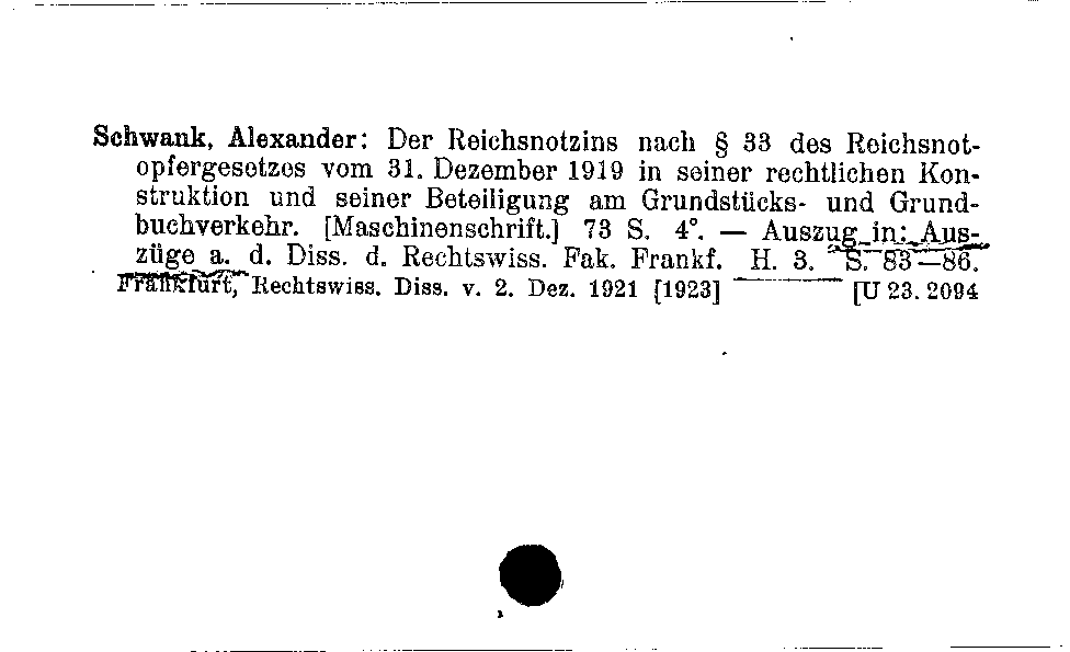 [Katalogkarte Dissertationenkatalog bis 1980]